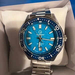 Islander Northpoint Hi-beat Turquoise Ripple Dial Stainless Steel Dive Watch Men